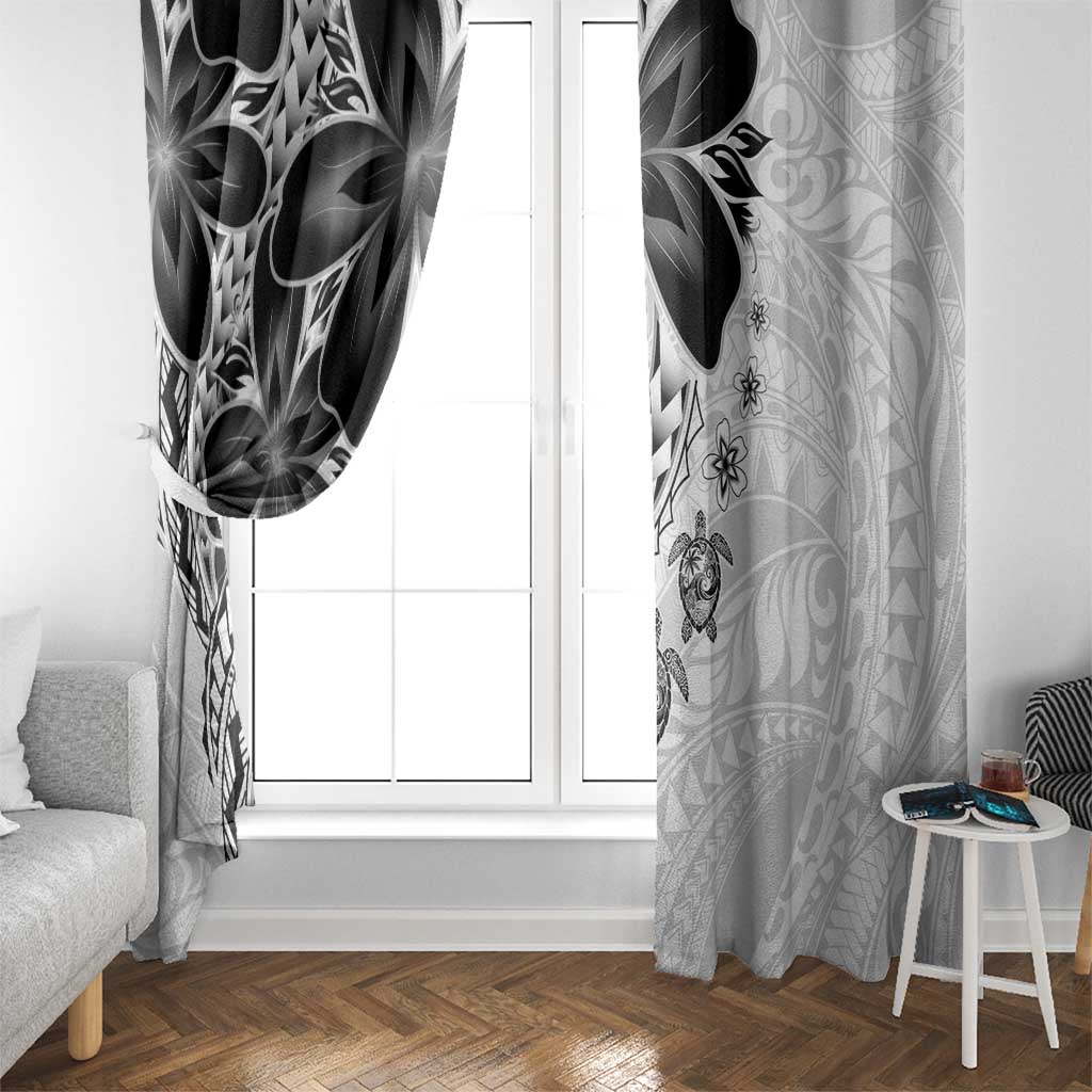 Polynesia Romantic Valentine Window Curtain Sea Turtle Couple With White Plumeria