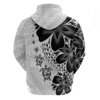 Polynesia Romantic Valentine Zip Hoodie Sea Turtle Couple With White Plumeria