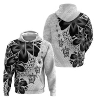Polynesia Romantic Valentine Zip Hoodie Sea Turtle Couple With White Plumeria