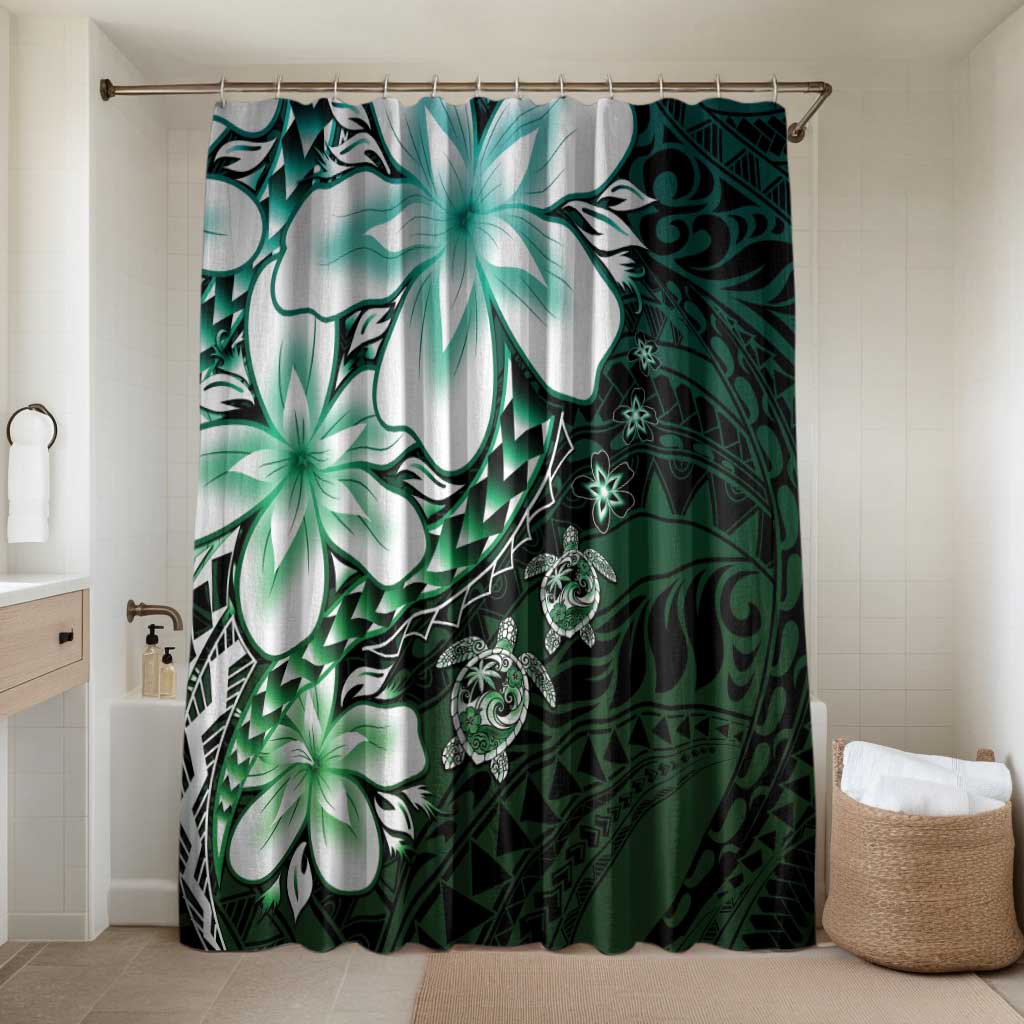 Polynesia Romantic Valentine Bathroom Set Sea Turtle Couple With Aqua Gradient Plumeria