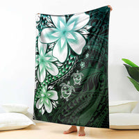 Polynesia Romantic Valentine Blanket Sea Turtle Couple With Aqua Gradient Plumeria