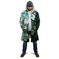 Polynesia Romantic Valentine Cloak Sea Turtle Couple With Aqua Gradient Plumeria