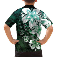 Polynesia Romantic Valentine Family Matching Long Sleeve Bodycon Dress and Hawaiian Shirt Sea Turtle Couple With Aqua Gradient Plumeria LT05 - Polynesian Pride
