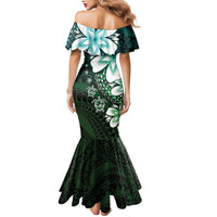 Polynesia Romantic Valentine Family Matching Mermaid Dress and Hawaiian Shirt Sea Turtle Couple With Aqua Gradient Plumeria LT05 - Polynesian Pride