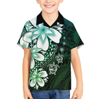 Polynesia Romantic Valentine Family Matching Mermaid Dress and Hawaiian Shirt Sea Turtle Couple With Aqua Gradient Plumeria LT05 Son's Shirt Aqua - Polynesian Pride
