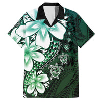 Polynesia Romantic Valentine Family Matching Short Sleeve Bodycon Dress and Hawaiian Shirt Sea Turtle Couple With Aqua Gradient Plumeria LT05 Dad's Shirt - Short Sleeve Aqua - Polynesian Pride