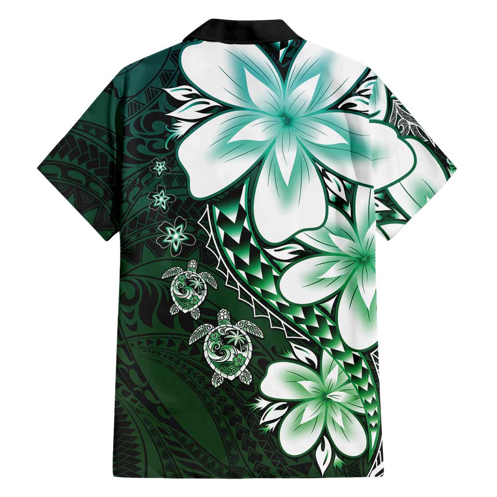 Polynesia Romantic Valentine Family Matching Short Sleeve Bodycon Dress and Hawaiian Shirt Sea Turtle Couple With Aqua Gradient Plumeria LT05 - Polynesian Pride