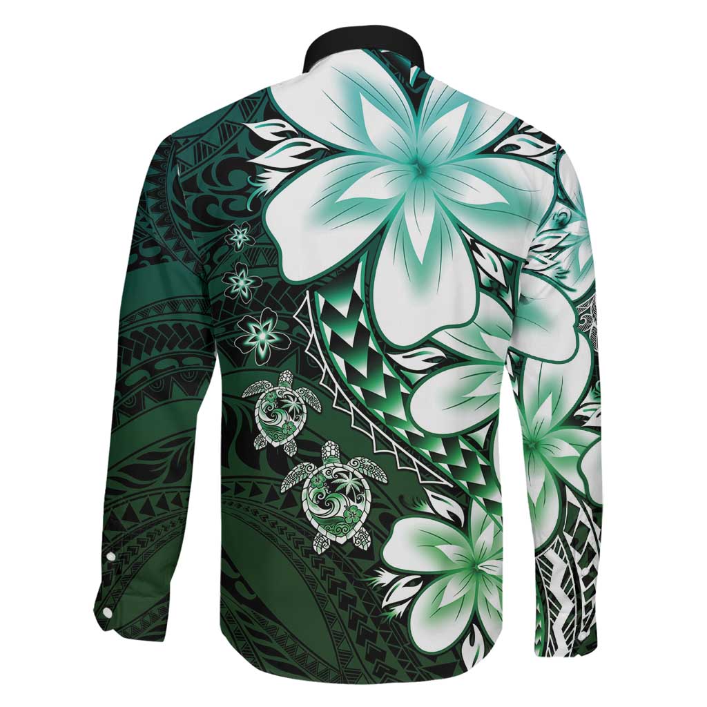 Polynesia Romantic Valentine Family Matching Summer Maxi Dress and Hawaiian Shirt Sea Turtle Couple With Aqua Gradient Plumeria LT05 - Polynesian Pride