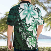 Polynesia Romantic Valentine Hawaiian Shirt Sea Turtle Couple With Aqua Gradient Plumeria