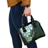 Polynesia Romantic Valentine Shoulder Handbag Sea Turtle Couple With Aqua Gradient Plumeria