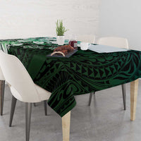 Polynesia Romantic Valentine Tablecloth Sea Turtle Couple With Aqua Gradient Plumeria