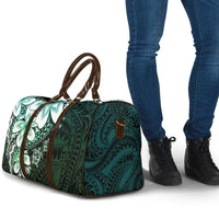 Polynesia Romantic Valentine Travel Bag Sea Turtle Couple With Aqua Gradient Plumeria