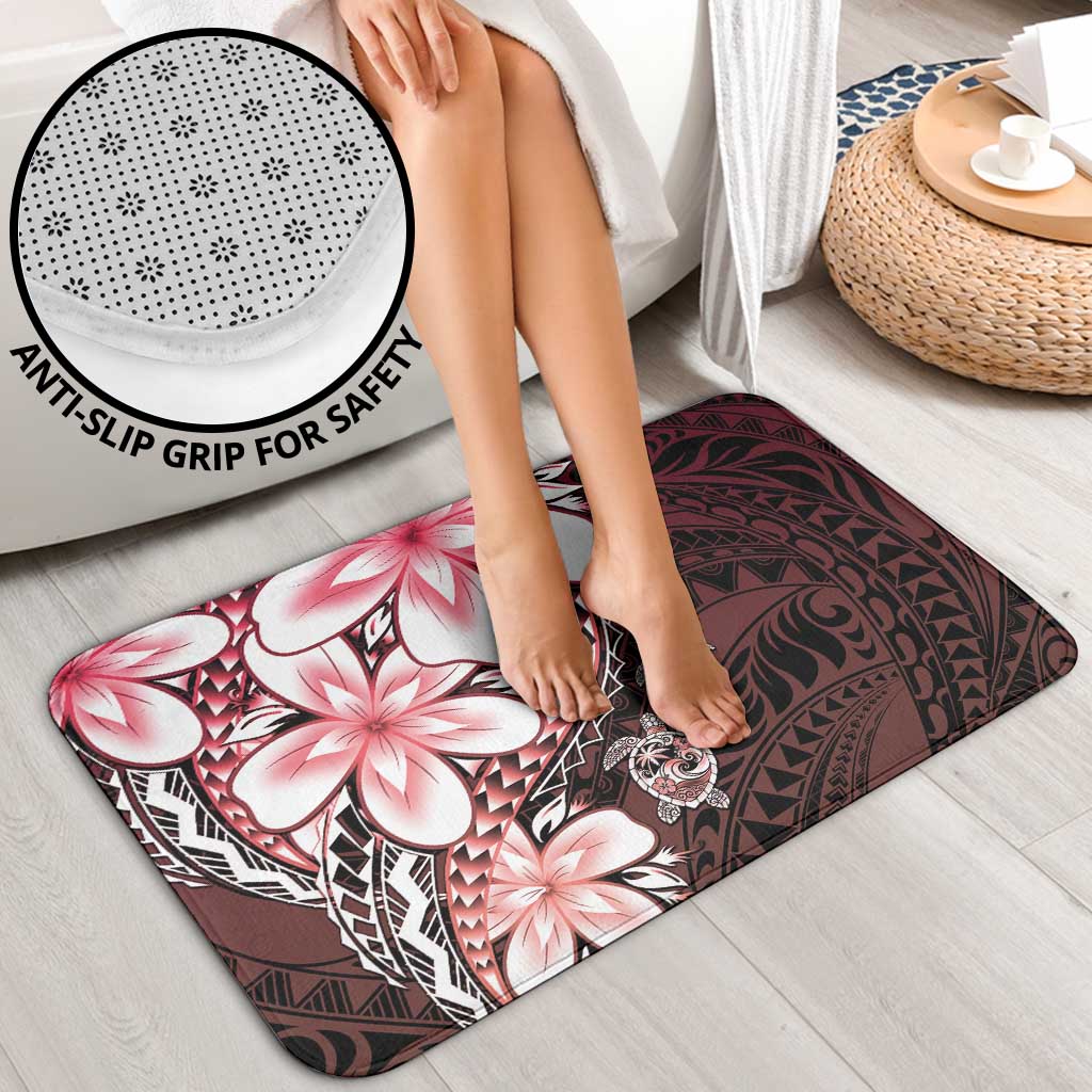 Polynesia Romantic Valentine Bathroom Set Sea Turtle Couple With Red Gradient Plumeria