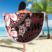 Polynesia Romantic Valentine Beach Blanket Sea Turtle Couple With Red Gradient Plumeria