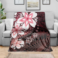 Polynesia Romantic Valentine Blanket Sea Turtle Couple With Red Gradient Plumeria