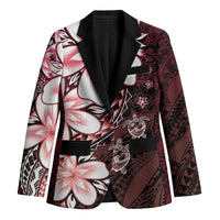 Polynesia Romantic Valentine Blazer Sea Turtle Couple With Red Gradient Plumeria