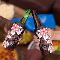 Polynesia Romantic Valentine 4 in 1 Can Cooler Tumbler Sea Turtle Couple With Red Gradient Plumeria