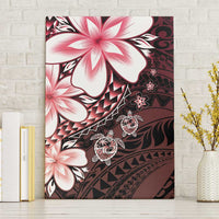 Polynesia Romantic Valentine Canvas Wall Art Sea Turtle Couple With Red Gradient Plumeria