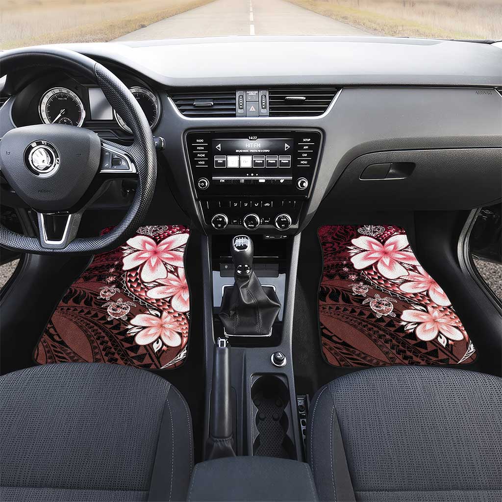 Polynesia Romantic Valentine Car Mats Sea Turtle Couple With Red Gradient Plumeria