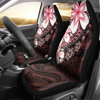 Polynesia Romantic Valentine Car Seat Cover Sea Turtle Couple With Red Gradient Plumeria