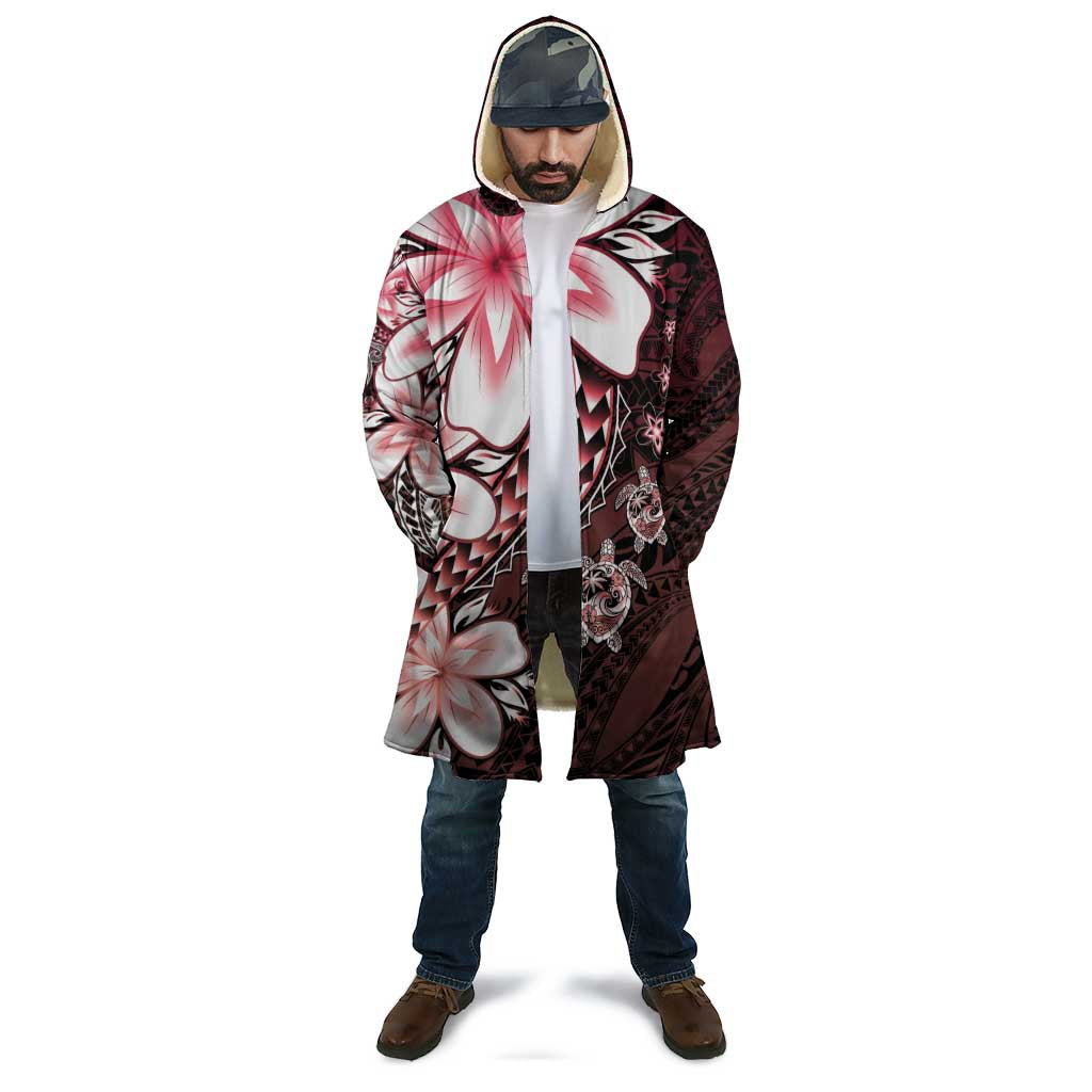 Polynesia Romantic Valentine Cloak Sea Turtle Couple With Red Gradient Plumeria