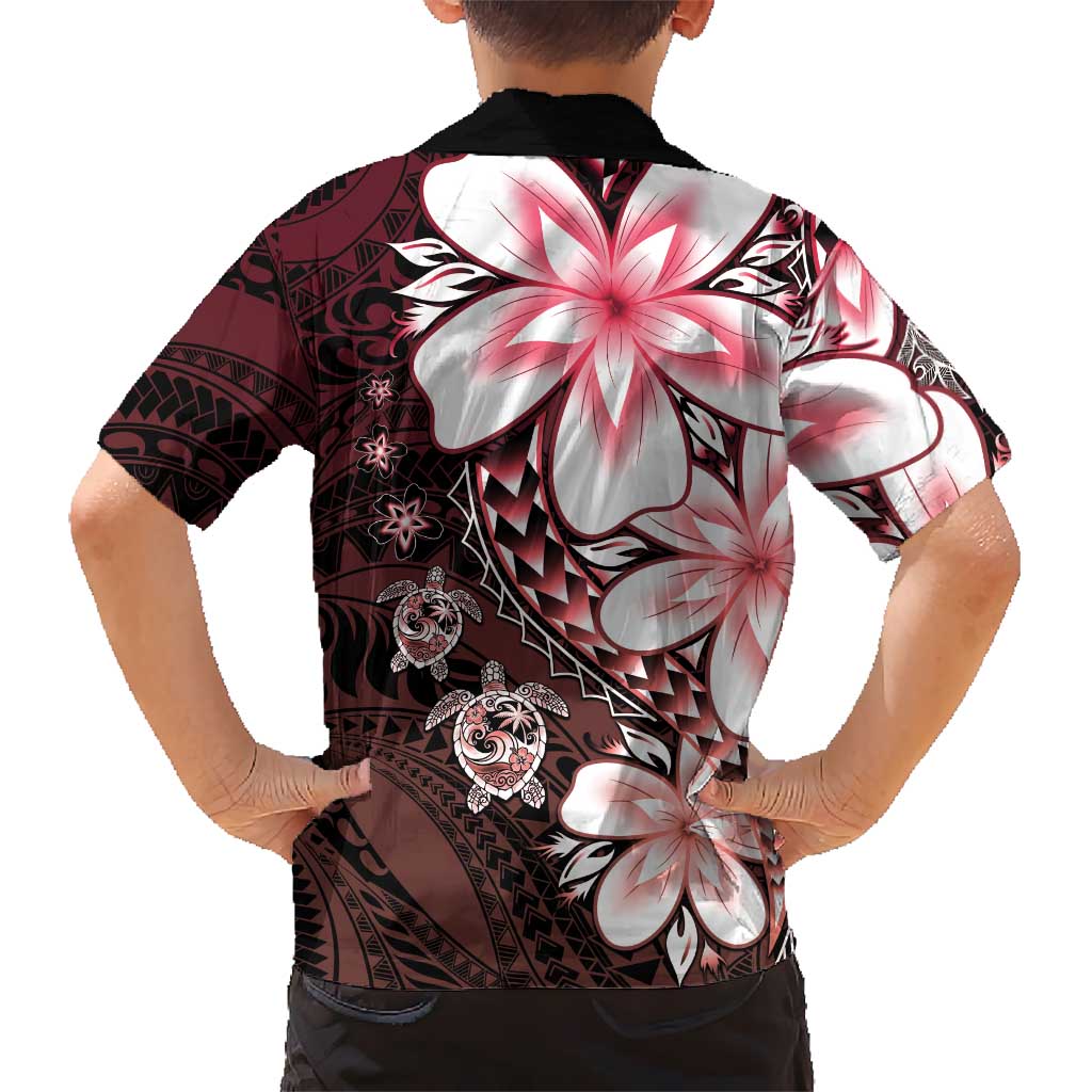 Polynesia Romantic Valentine Family Matching Mermaid Dress and Hawaiian Shirt Sea Turtle Couple With Red Gradient Plumeria LT05 - Polynesian Pride