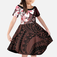 Polynesia Romantic Valentine Family Matching Off Shoulder Maxi Dress and Hawaiian Shirt Sea Turtle Couple With Red Gradient Plumeria LT05 Daughter's Dress Red - Polynesian Pride