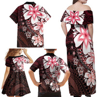Polynesia Romantic Valentine Family Matching Off Shoulder Maxi Dress and Hawaiian Shirt Sea Turtle Couple With Red Gradient Plumeria LT05 - Polynesian Pride