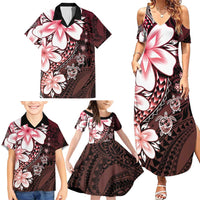 Polynesia Romantic Valentine Family Matching Summer Maxi Dress and Hawaiian Shirt Sea Turtle Couple With Red Gradient Plumeria LT05 - Polynesian Pride
