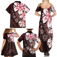 Polynesia Romantic Valentine Family Matching Summer Maxi Dress and Hawaiian Shirt Sea Turtle Couple With Red Gradient Plumeria LT05 - Polynesian Pride