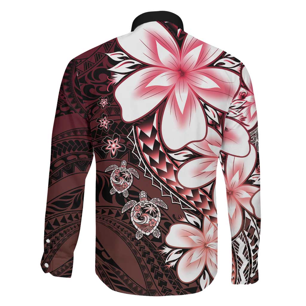 Polynesia Romantic Valentine Family Matching Summer Maxi Dress and Hawaiian Shirt Sea Turtle Couple With Red Gradient Plumeria LT05 - Polynesian Pride