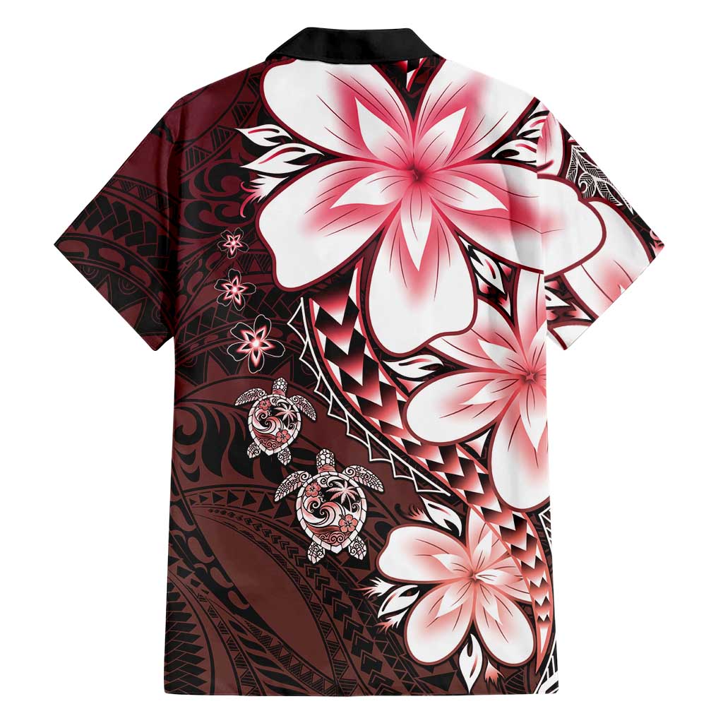 Polynesia Romantic Valentine Family Matching Tank Maxi Dress and Hawaiian Shirt Sea Turtle Couple With Red Gradient Plumeria LT05 - Polynesian Pride