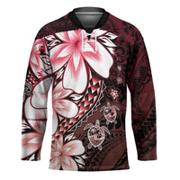 Polynesia Romantic Valentine Hockey Jersey Sea Turtle Couple With Red Gradient Plumeria