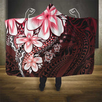 Polynesia Romantic Valentine Hooded Blanket Sea Turtle Couple With Red Gradient Plumeria