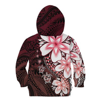 Polynesia Romantic Valentine Kid Hoodie Sea Turtle Couple With Red Gradient Plumeria