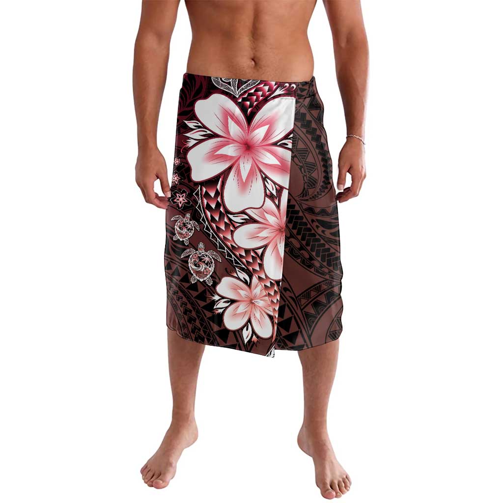 Polynesia Romantic Valentine Lavalava Sea Turtle Couple With Red Gradient Plumeria