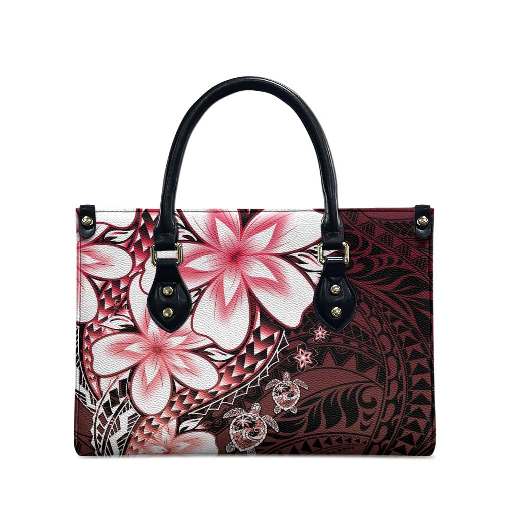 Polynesia Romantic Valentine Leather Bag Sea Turtle Couple With Red Gradient Plumeria