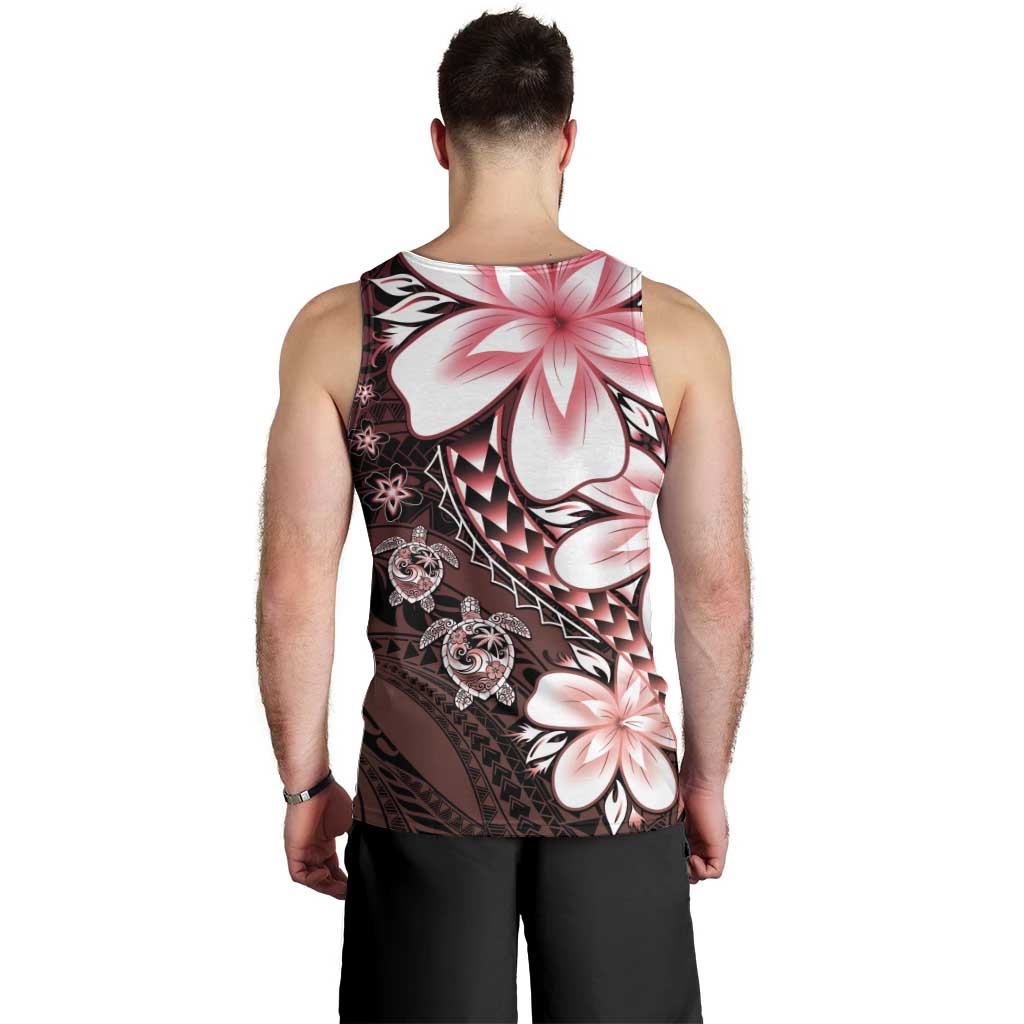 Polynesia Romantic Valentine Men Tank Top Sea Turtle Couple With Red Gradient Plumeria