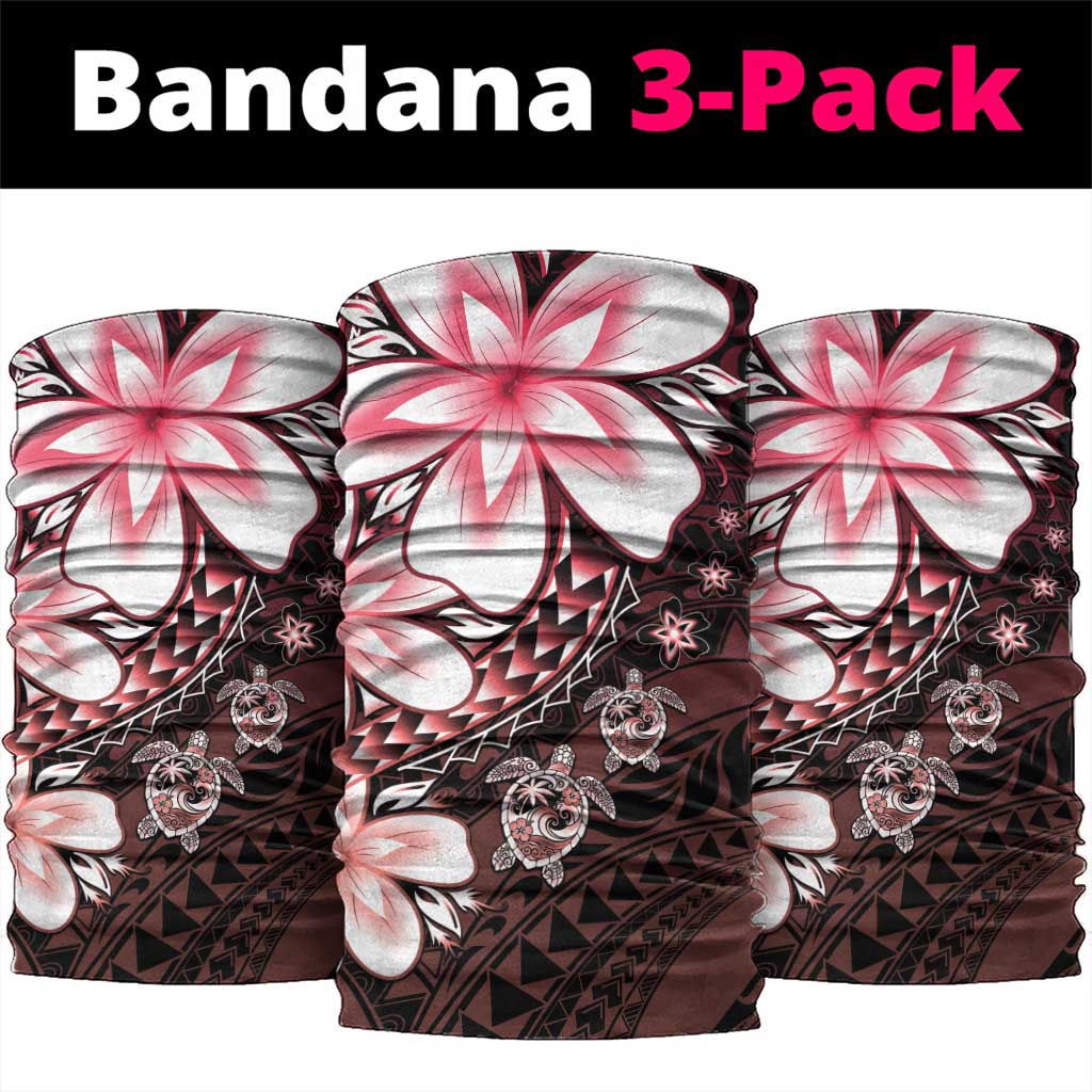 Polynesia Romantic Valentine Neck Gaiter Sea Turtle Couple With Red Gradient Plumeria