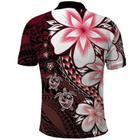 Polynesia Romantic Valentine Polo Shirt Sea Turtle Couple With Red Gradient Plumeria