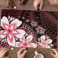 Polynesia Romantic Valentine Puzzle Sea Turtle Couple With Red Gradient Plumeria