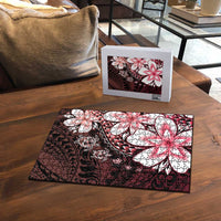 Polynesia Romantic Valentine Puzzle Sea Turtle Couple With Red Gradient Plumeria