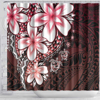 Polynesia Romantic Valentine Shower Curtain Sea Turtle Couple With Red Gradient Plumeria