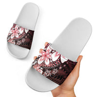 Polynesia Romantic Valentine Slide Sandals Sea Turtle Couple With Red Gradient Plumeria