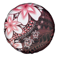 Polynesia Romantic Valentine Spare Tire Cover Sea Turtle Couple With Red Gradient Plumeria