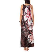 Polynesia Romantic Valentine Tank Maxi Dress Sea Turtle Couple With Red Gradient Plumeria