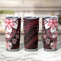Polynesia Romantic Valentine Tumbler Cup Sea Turtle Couple With Red Gradient Plumeria