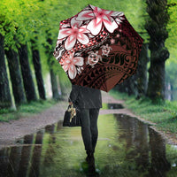 Polynesia Romantic Valentine Umbrella Sea Turtle Couple With Red Gradient Plumeria