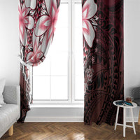 Polynesia Romantic Valentine Window Curtain Sea Turtle Couple With Red Gradient Plumeria