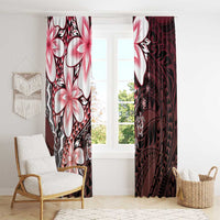 Polynesia Romantic Valentine Window Curtain Sea Turtle Couple With Red Gradient Plumeria